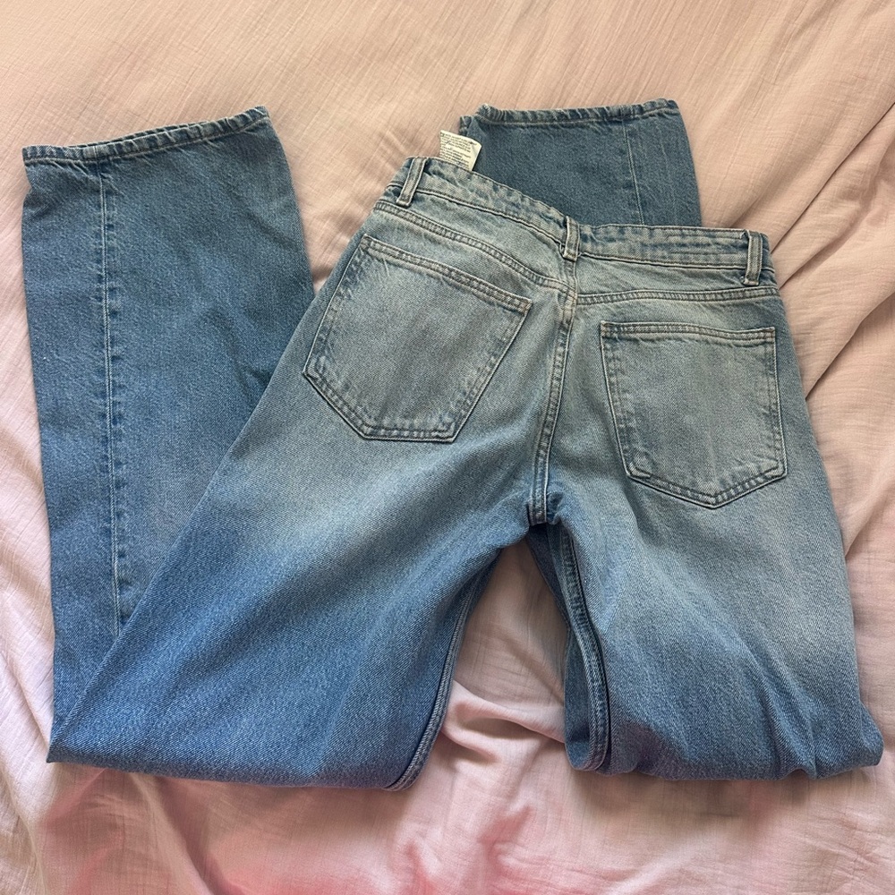 Zara mid rise full length wide leg jeans